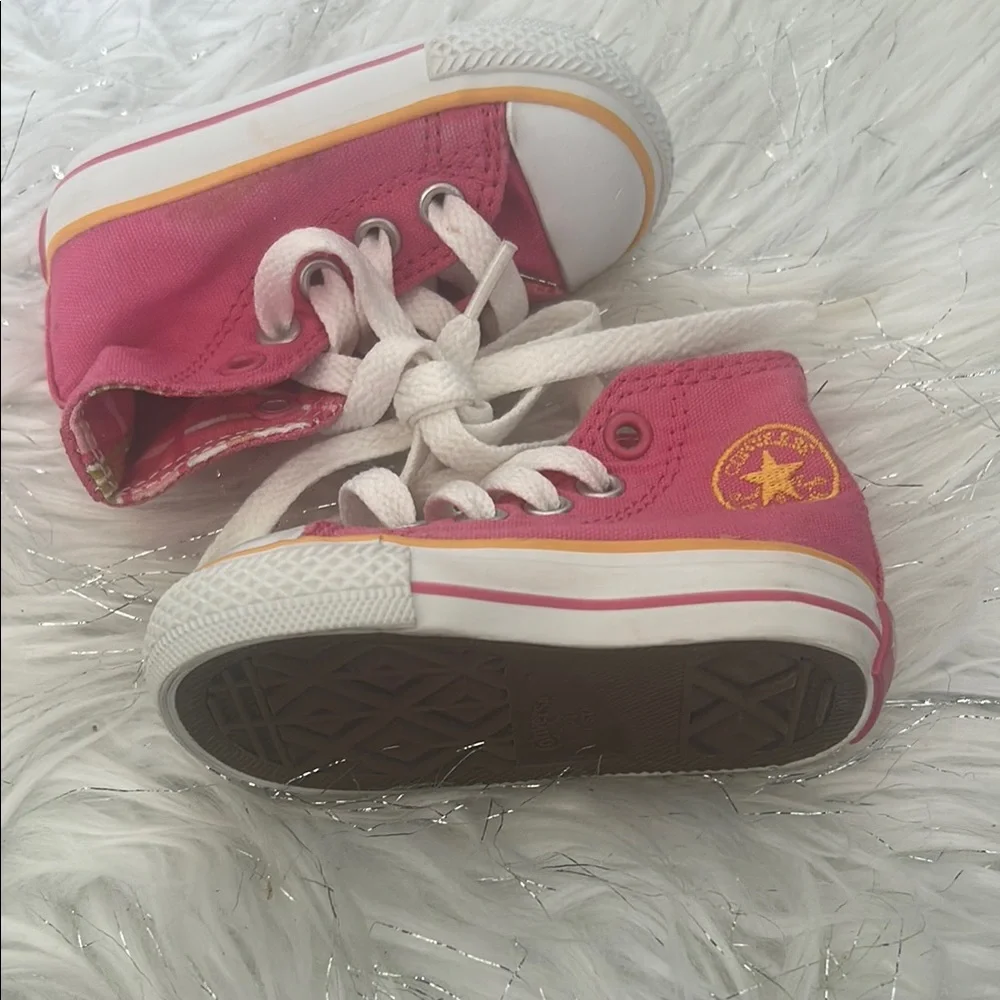 Converse Pink and White High-Top Sneakers